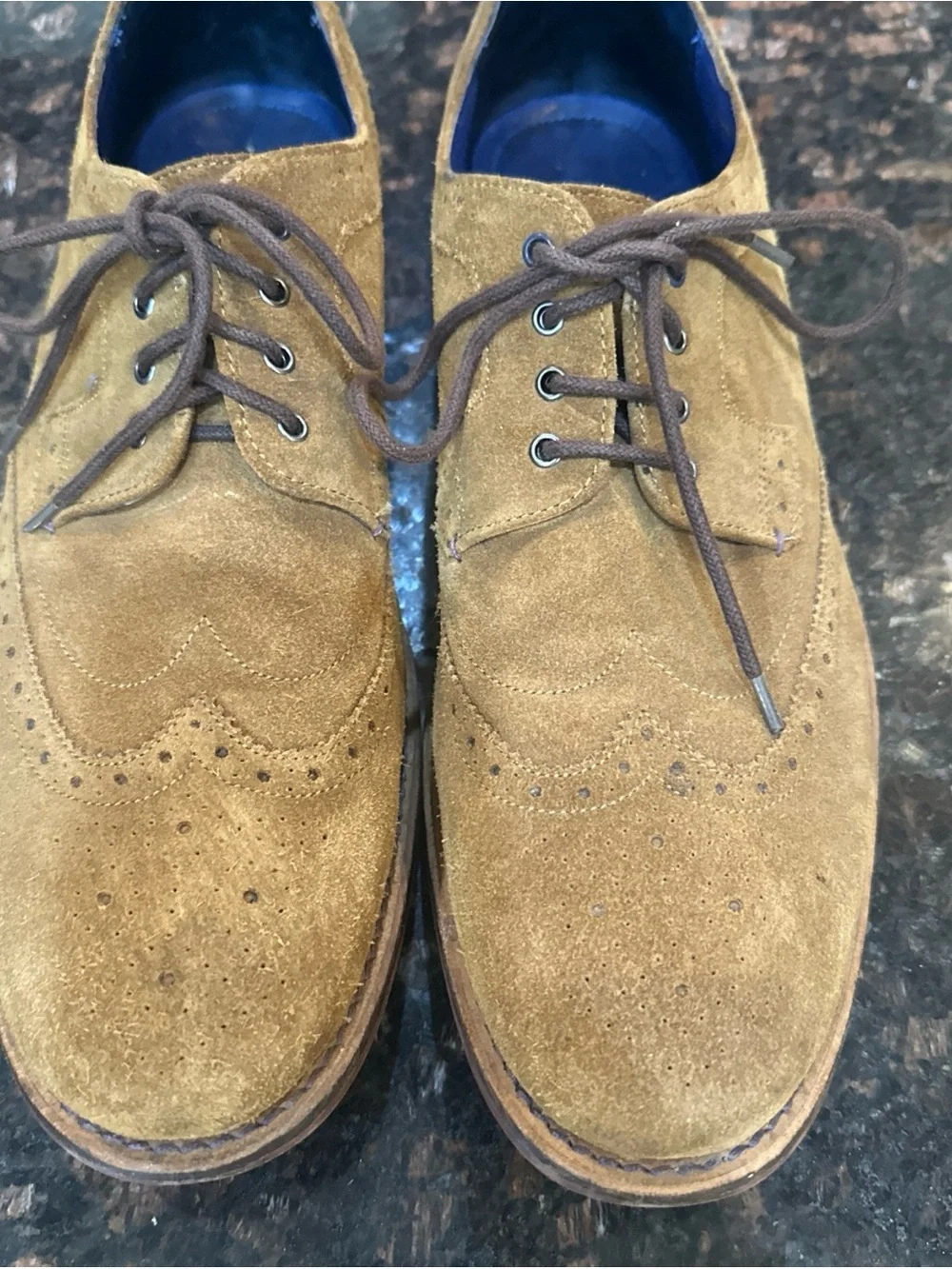Ted Baker Men's Suede Wingtip Oxford Shoes - Brown Size 12